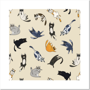 Cute Kitty Cat Seamless Pattern Posters and Art